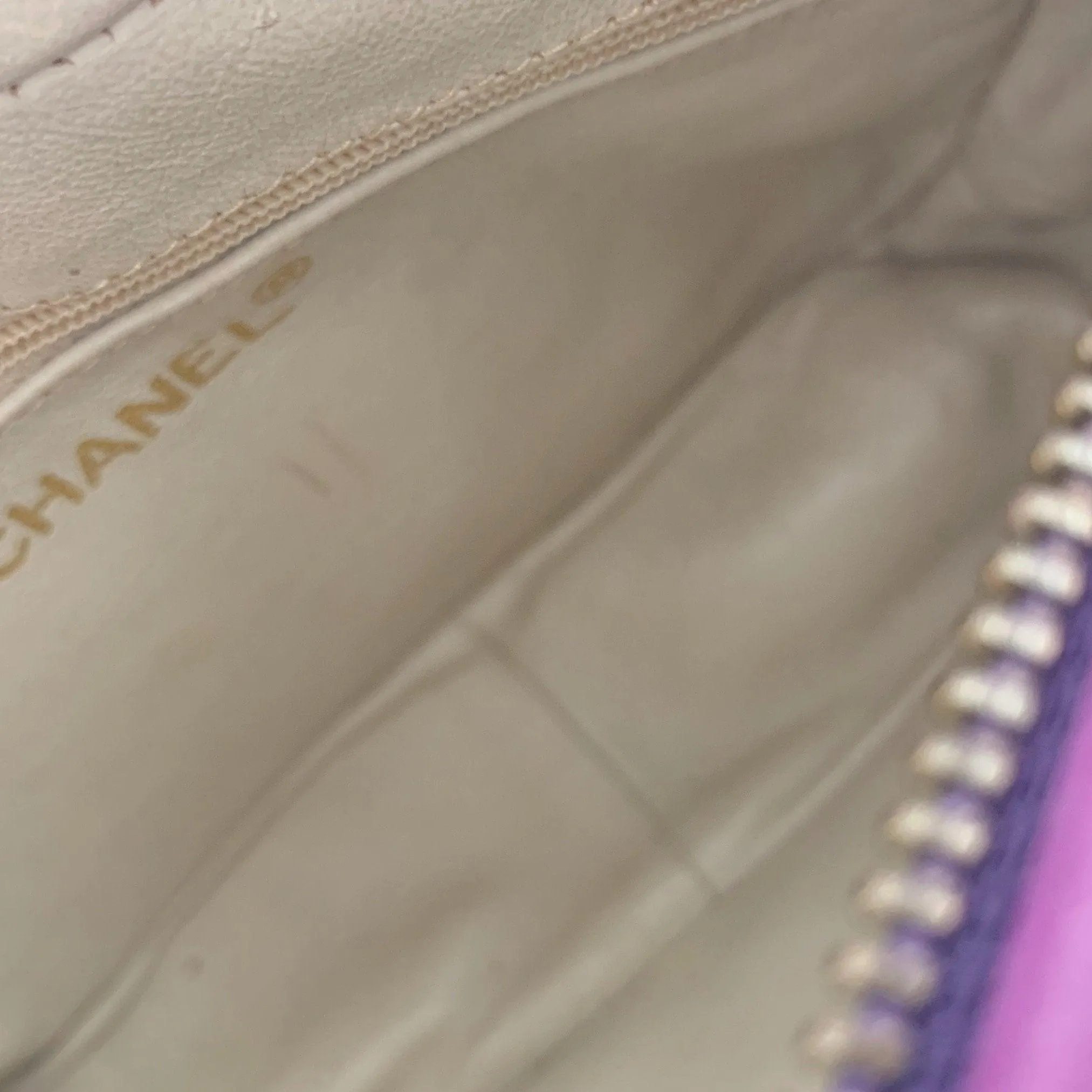 Chanel Purple Lambskin Tassel Clutch