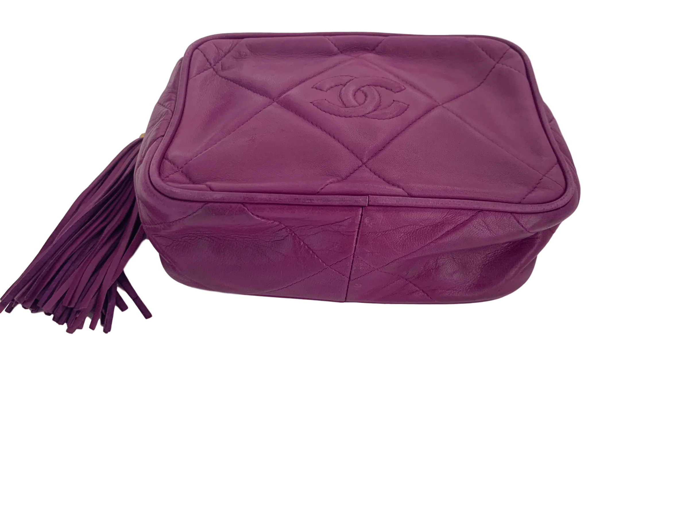Chanel Purple Lambskin Tassel Clutch