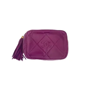 Chanel Purple Lambskin Tassel Clutch