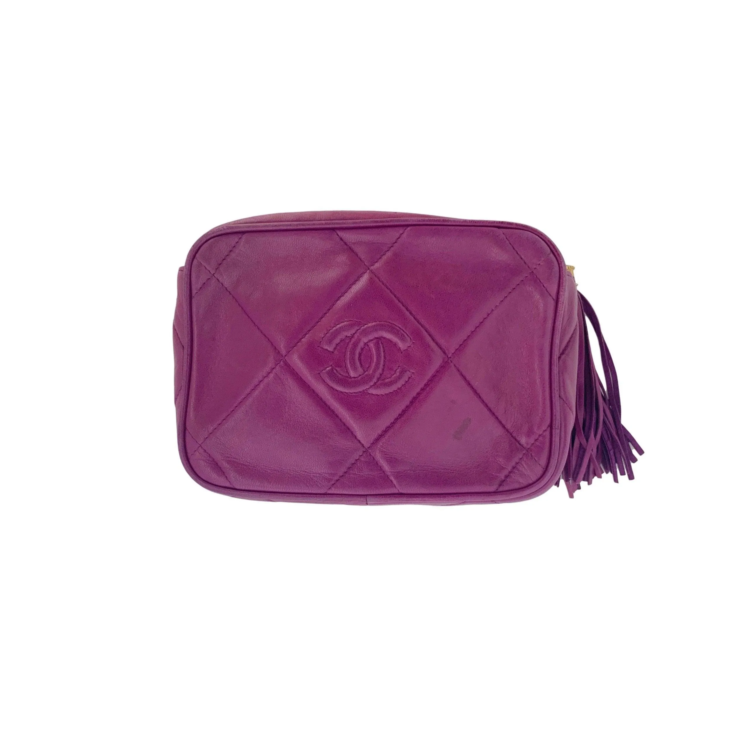 Chanel Purple Lambskin Tassel Clutch