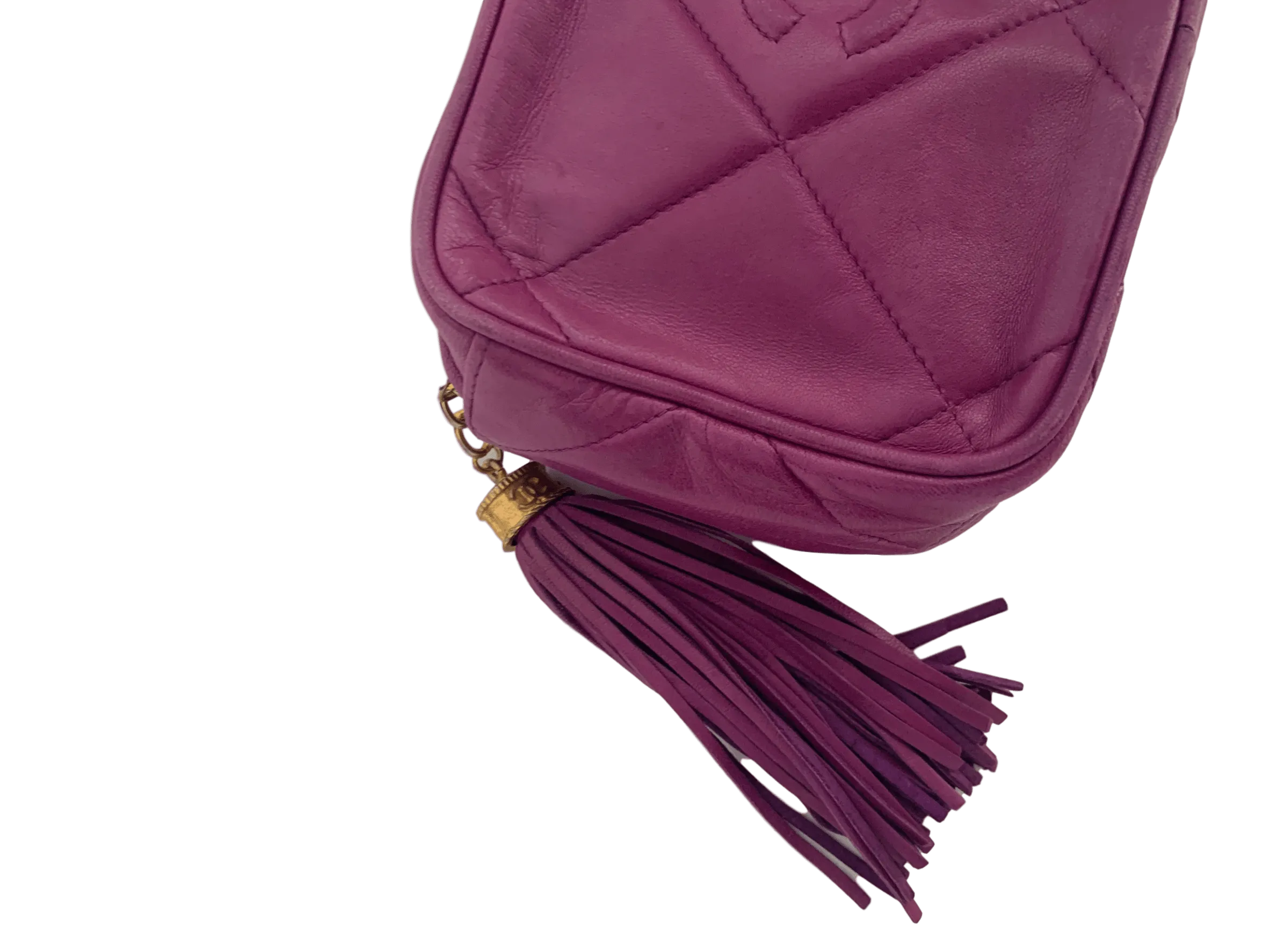 Chanel Purple Lambskin Tassel Clutch