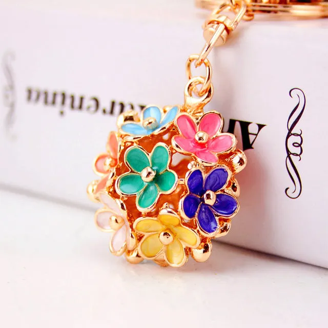 Chic Hollow Out Flower Metal Key Chains