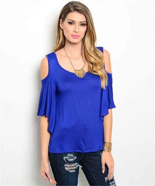 Cold Shoulder Top | Royal Blue