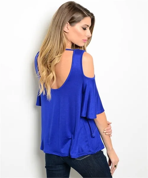 Cold Shoulder Top | Royal Blue