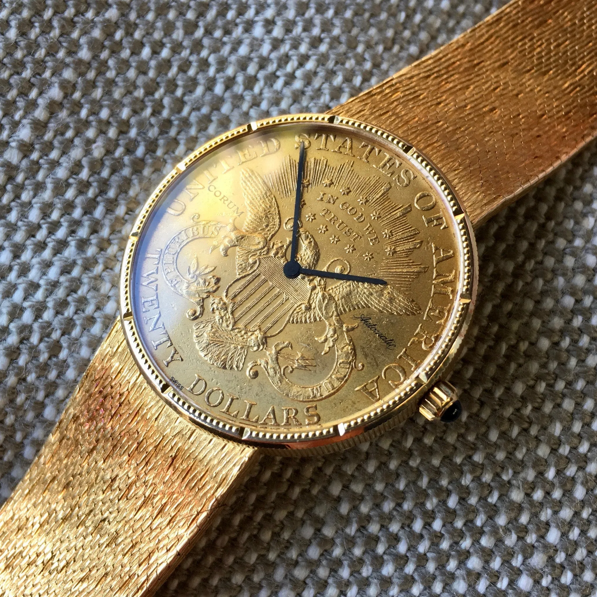 Corum 18K Yellow Gold 1904 Automatic 20 Coin Watch with Gold Bracelet