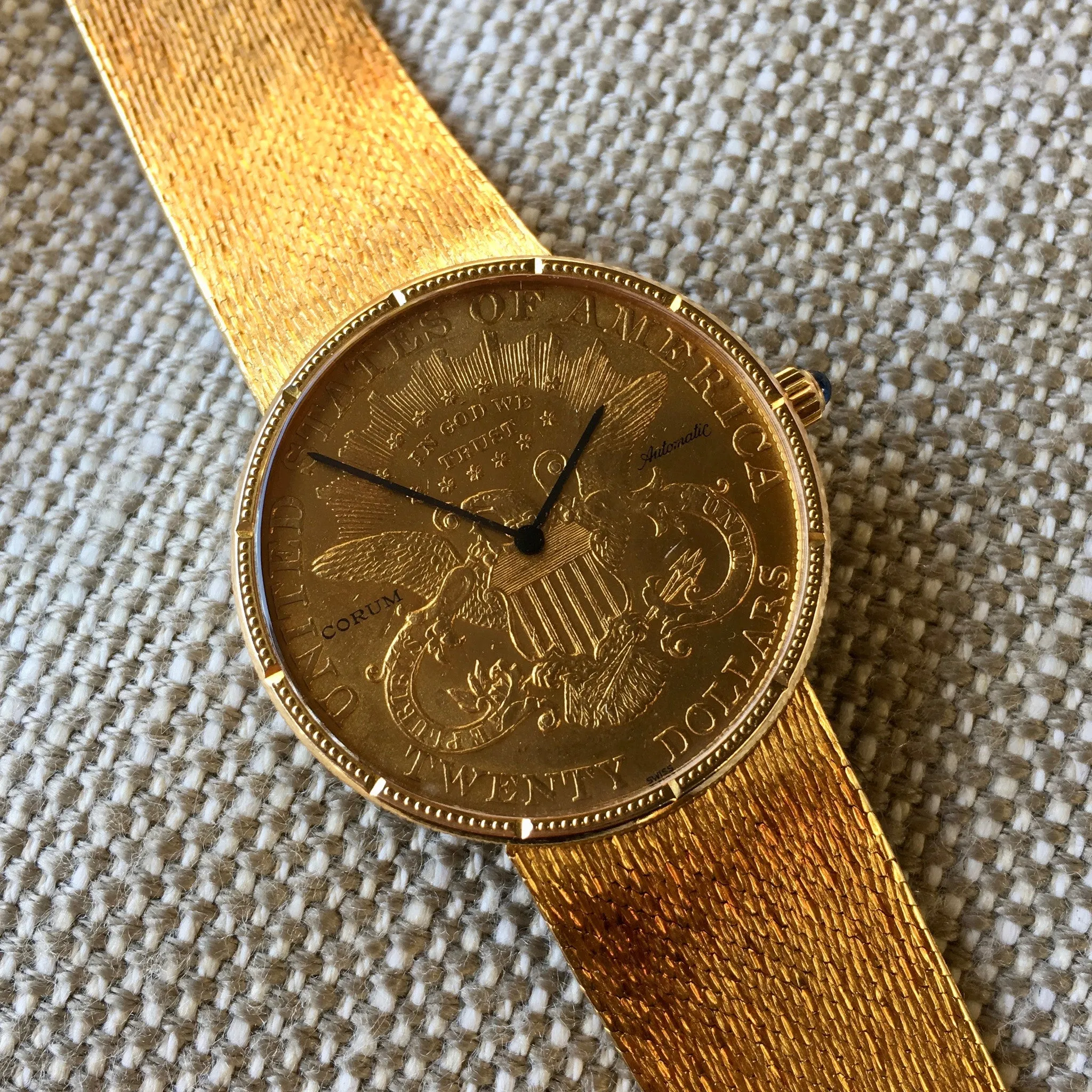 Corum 18K Yellow Gold 1904 Automatic 20 Coin Watch with Gold Bracelet