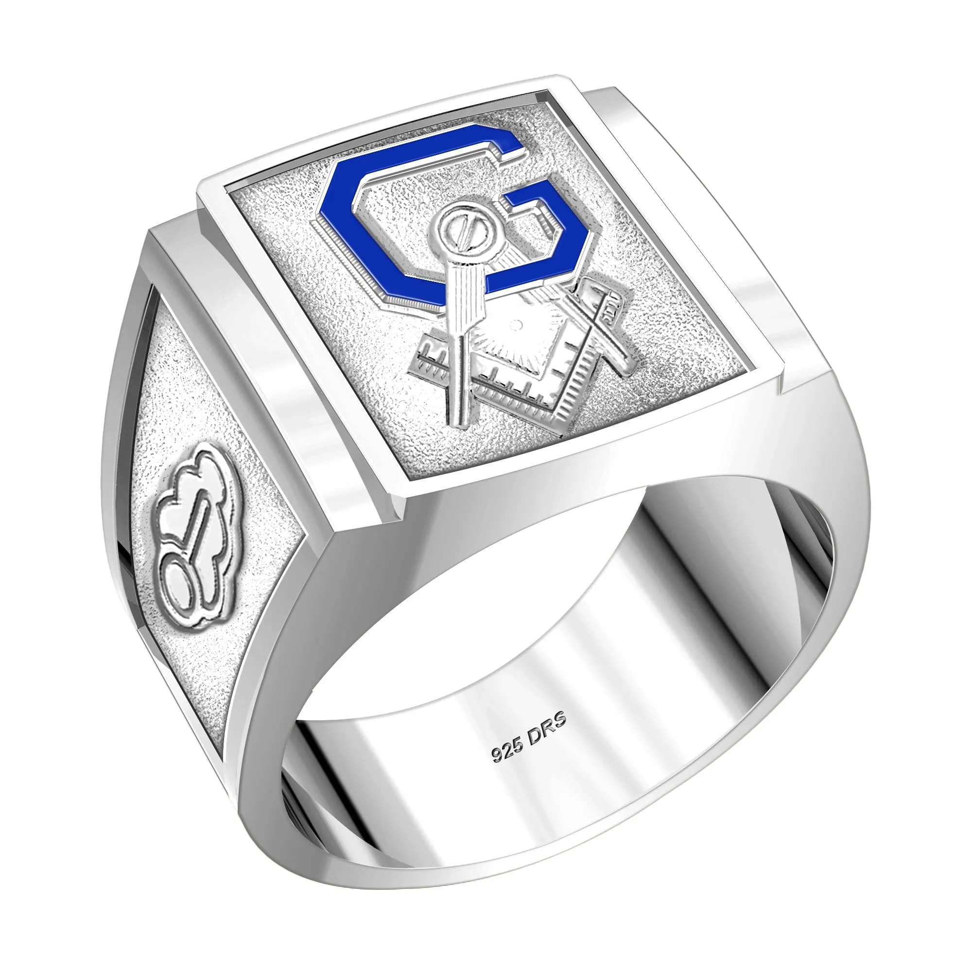 Customizable Men's 10k or 14k White or Yellow Gold Masonic Solid Back Ring