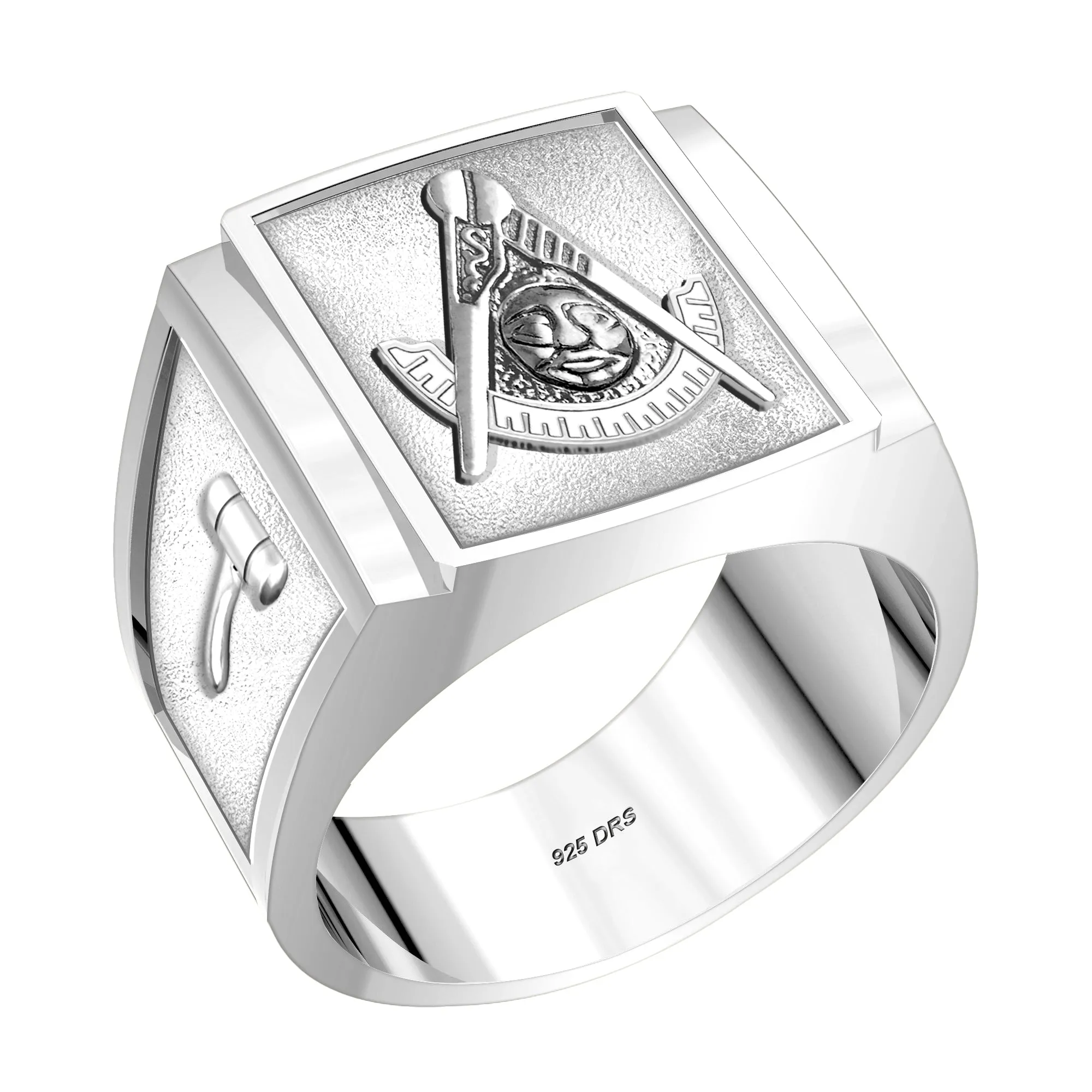 Customizable Men's 10k or 14k White or Yellow Gold Masonic Solid Back Ring