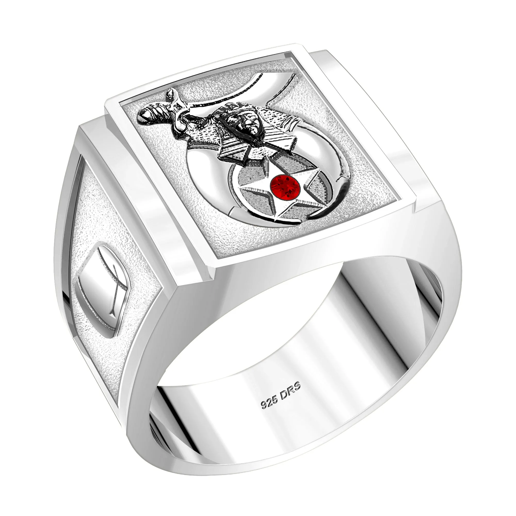 Customizable Men's 10k or 14k White or Yellow Gold Masonic Solid Back Ring