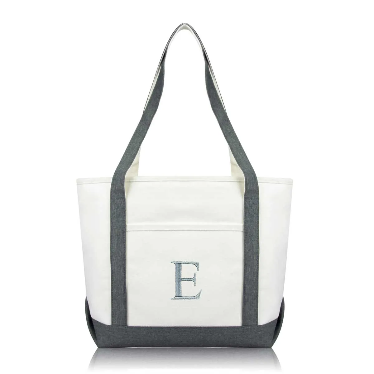 Dalix Medium Personalized Tote Bag Monogrammed Initial Letter - E