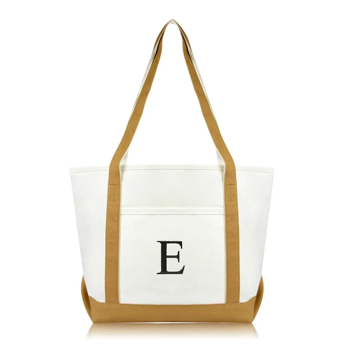 Dalix Medium Personalized Tote Bag Monogrammed Initial Letter - E