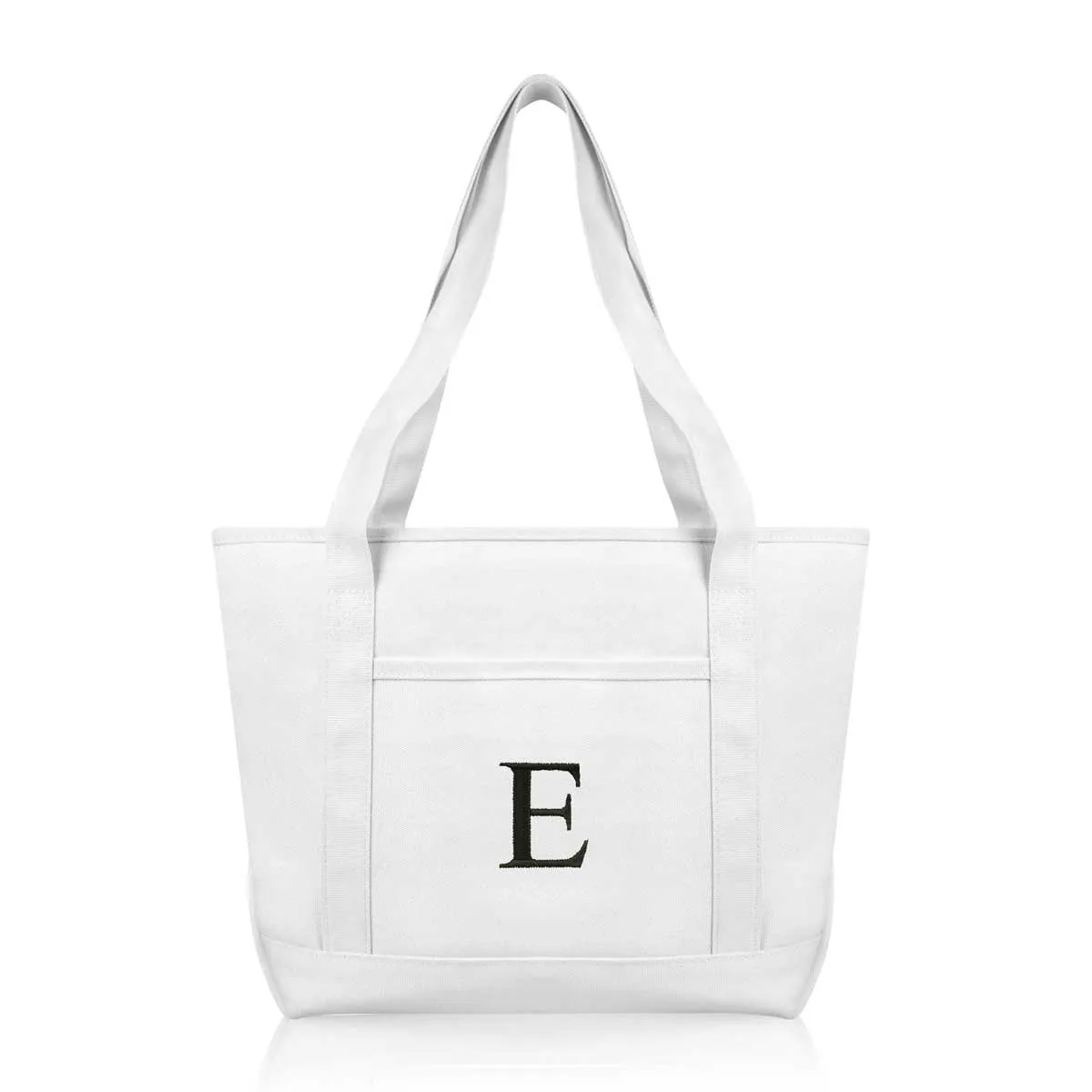 Dalix Medium Personalized Tote Bag Monogrammed Initial Letter - E