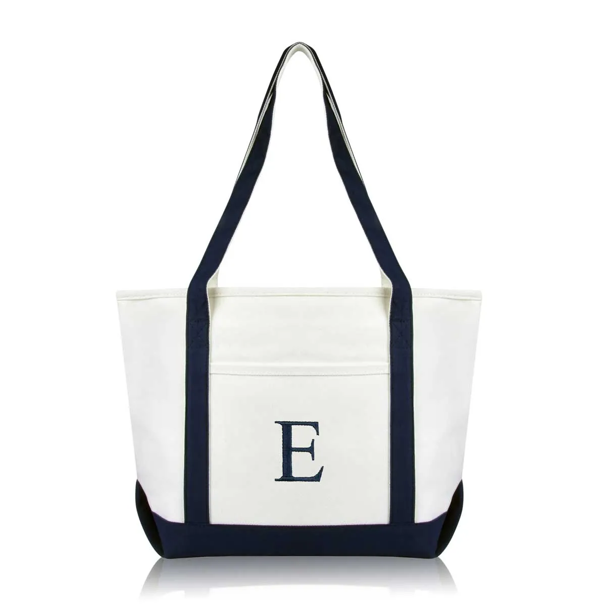Dalix Medium Personalized Tote Bag Monogrammed Initial Letter - E