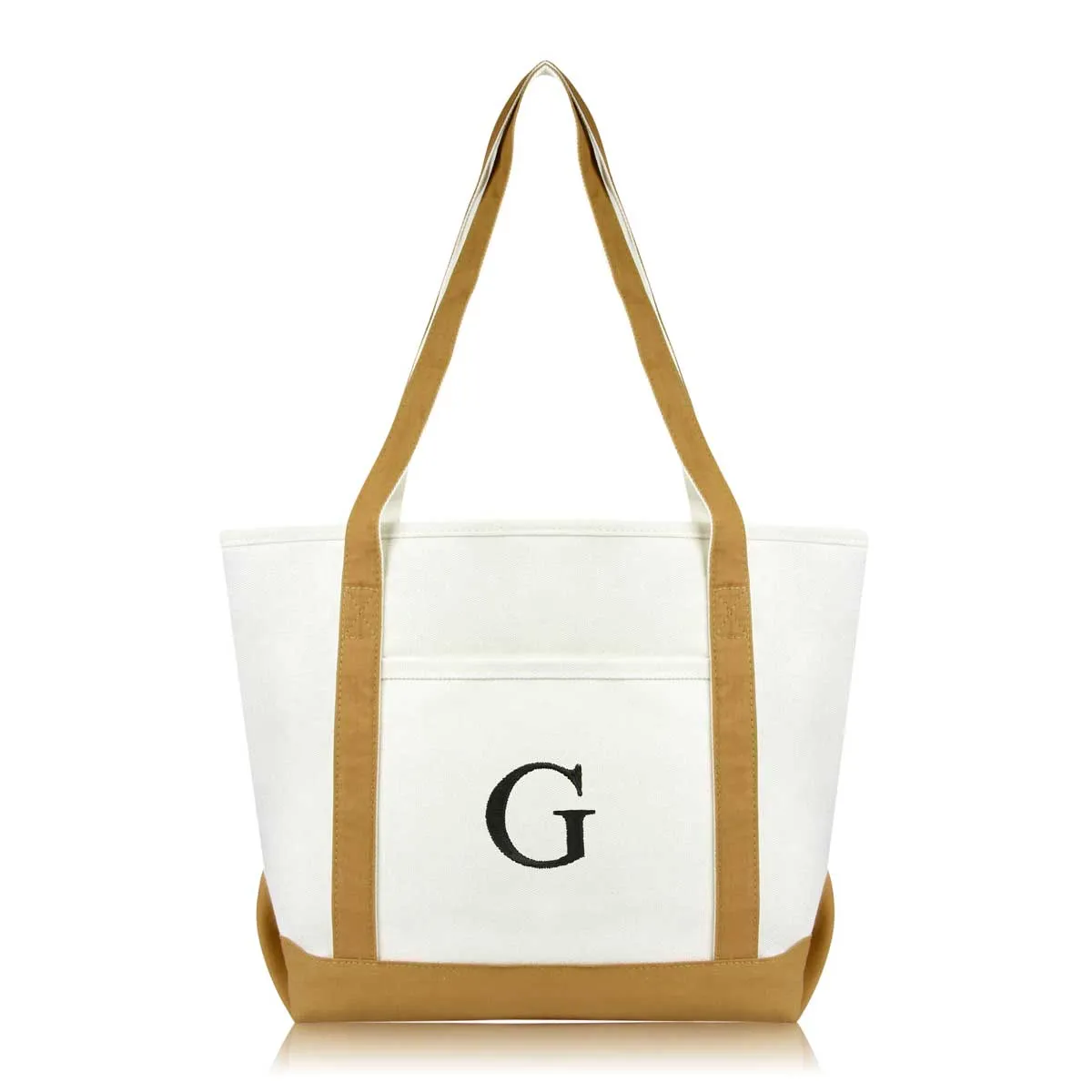 Dalix Medium Personalized Tote Bag Monogrammed Initial Letter - G