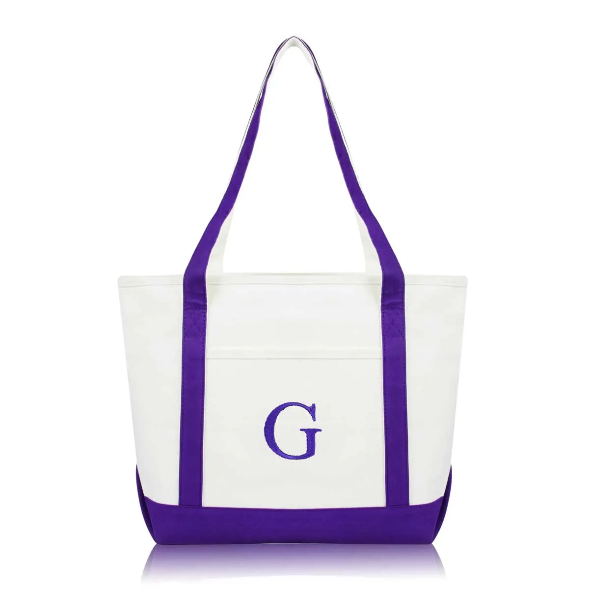 Dalix Medium Personalized Tote Bag Monogrammed Initial Letter - G