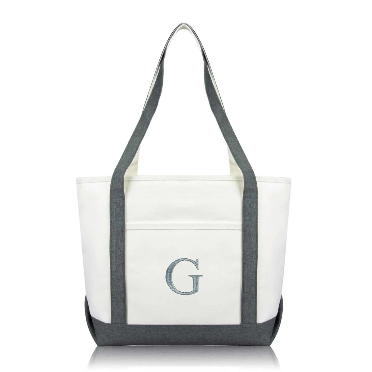 Dalix Medium Personalized Tote Bag Monogrammed Initial Letter - G