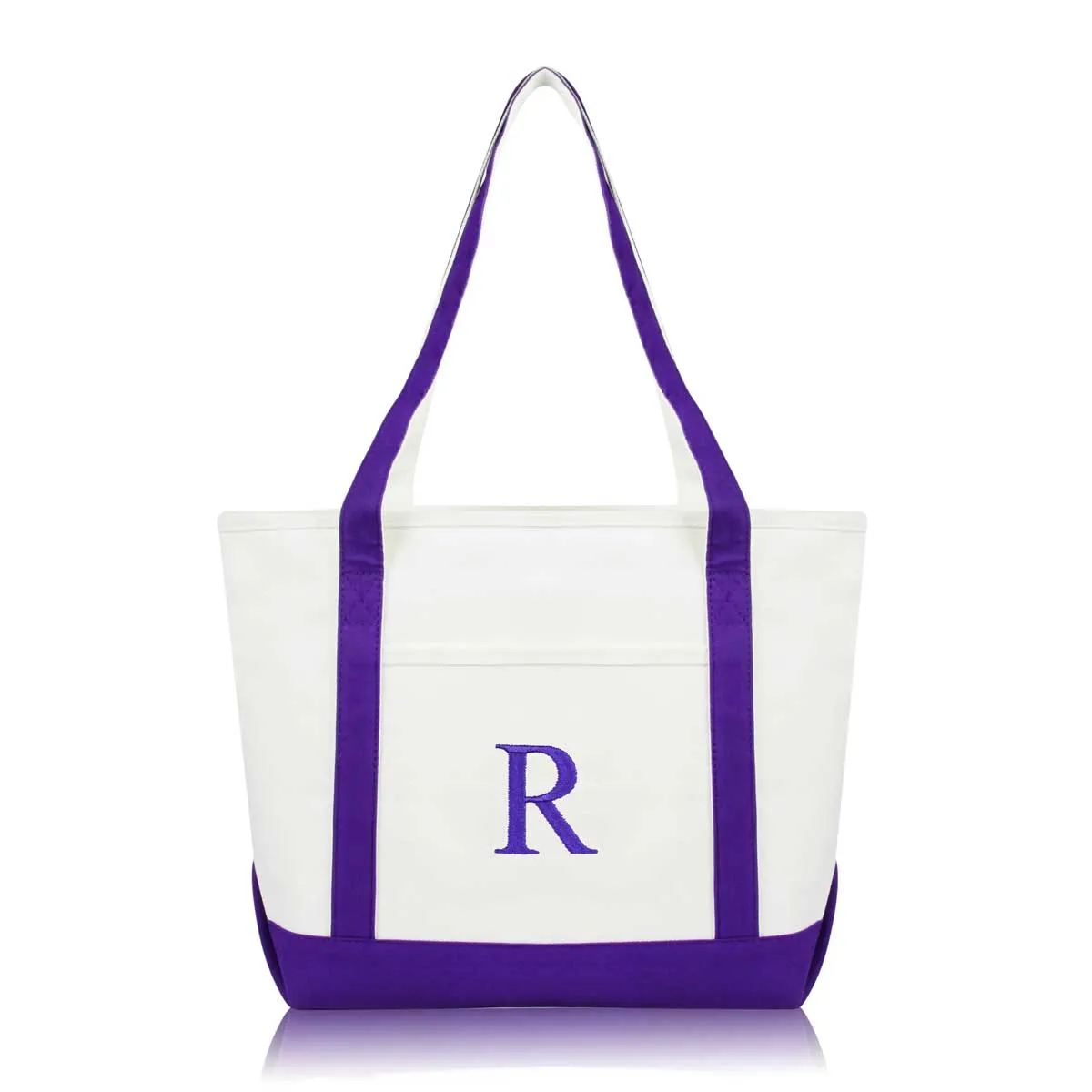 Dalix Medium Personalized Tote Bag Monogrammed Initial Letter - R
