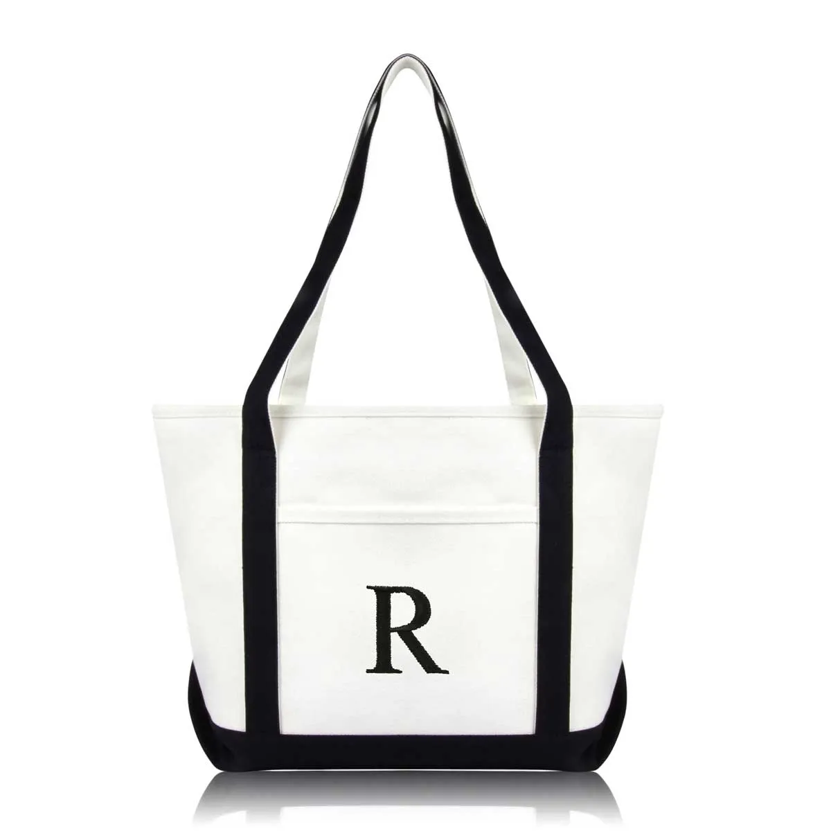 Dalix Medium Personalized Tote Bag Monogrammed Initial Letter - R