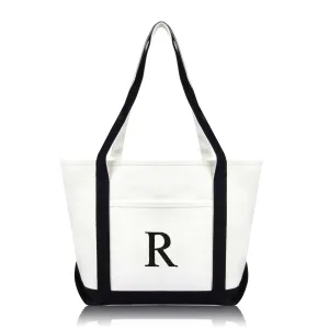 Dalix Medium Personalized Tote Bag Monogrammed Initial Letter - R
