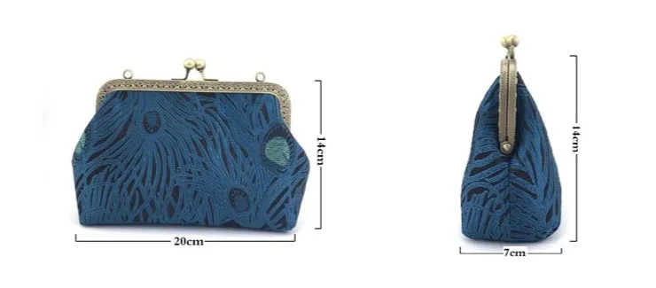 DIY Sewing Kit Set Blue Peacock tail Simulated Silk Fabric Women Bags Series