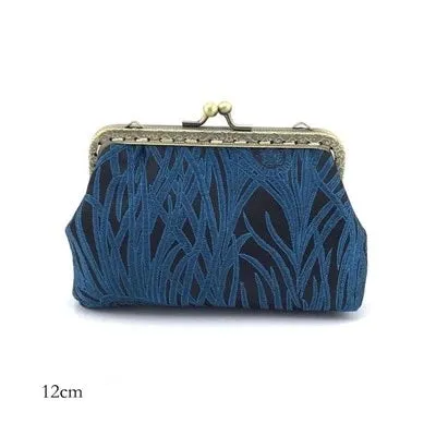 DIY Sewing Kit Set Blue Peacock tail Simulated Silk Fabric Women Bags Series