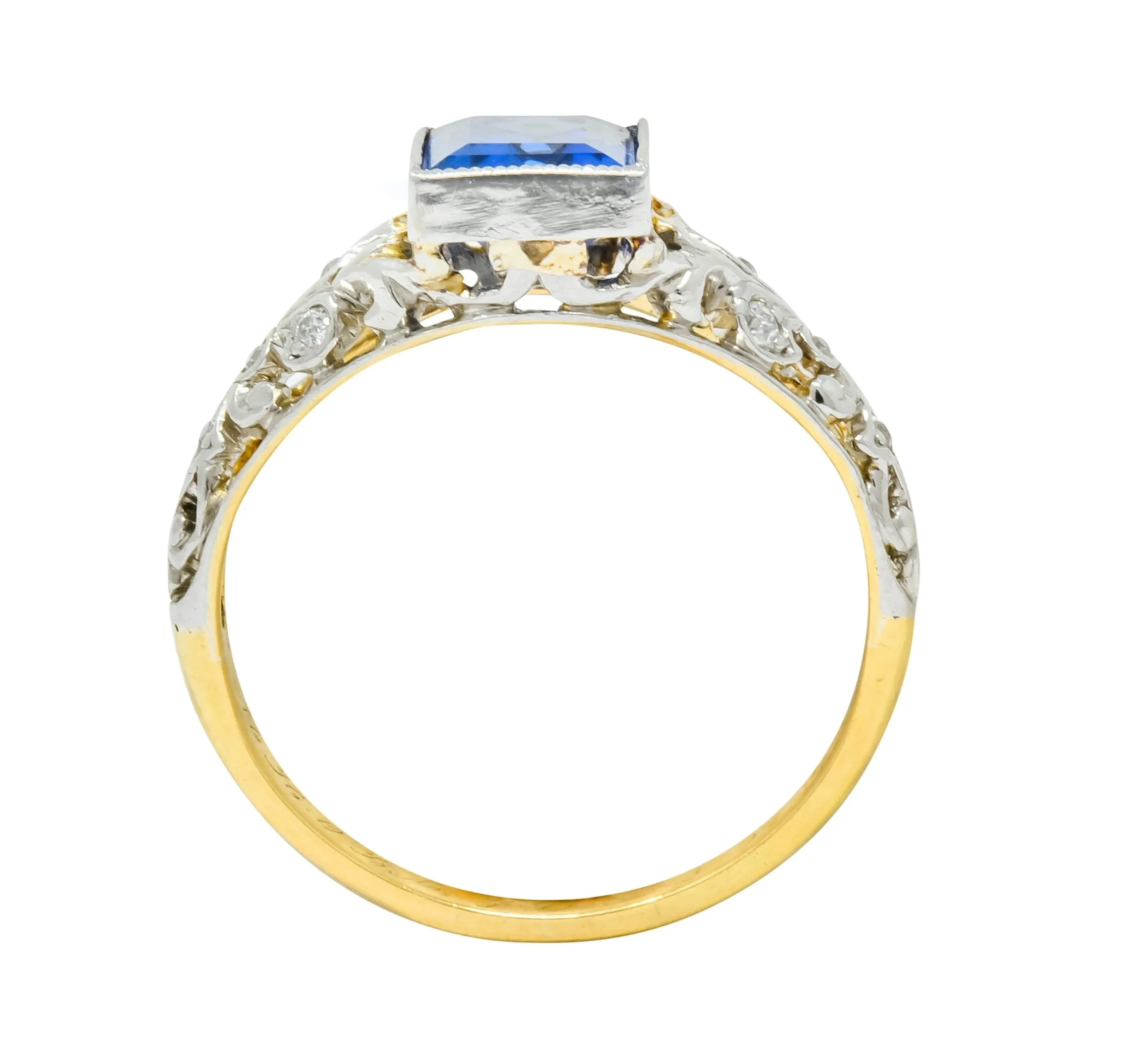 Edwardian 1.42 CTW No Heat Ceylon Sapphire Diamond Platinum-Topped Gold Ring AGL