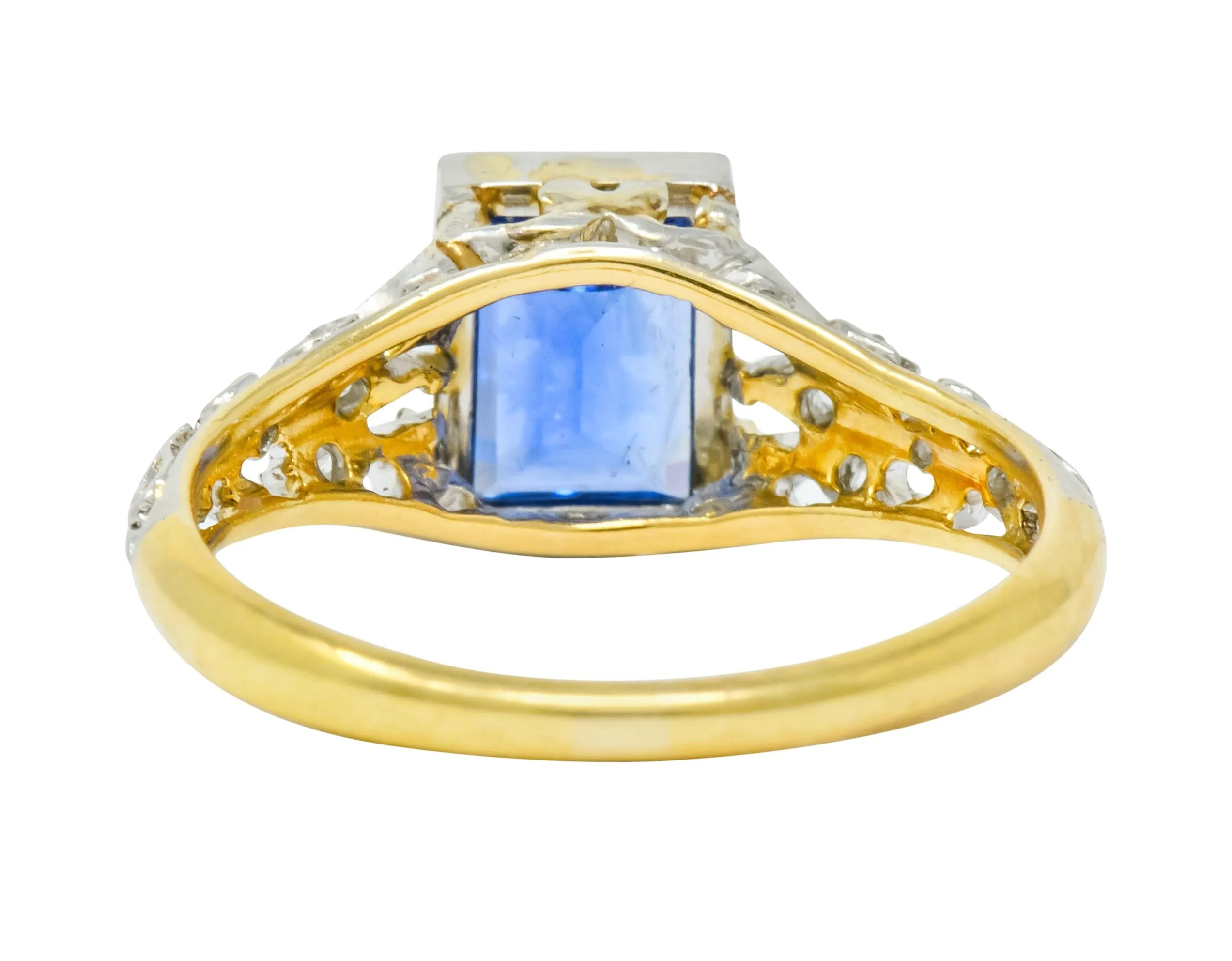 Edwardian 1.42 CTW No Heat Ceylon Sapphire Diamond Platinum-Topped Gold Ring AGL