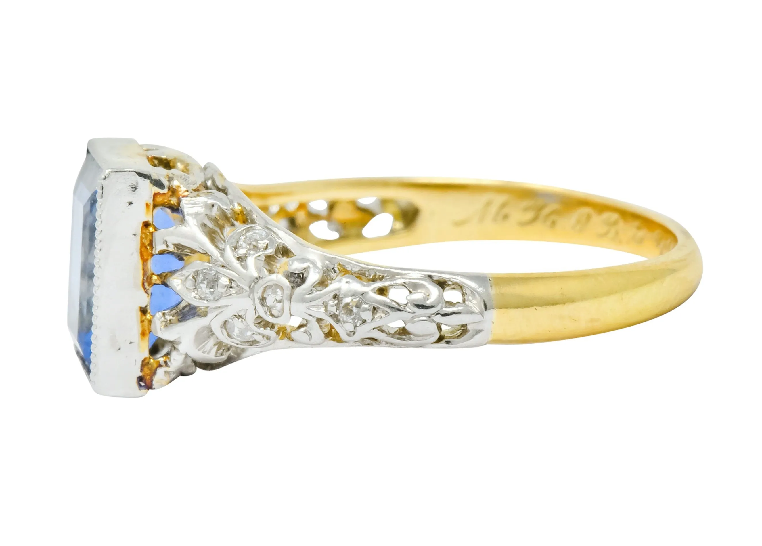 Edwardian 1.42 CTW No Heat Ceylon Sapphire Diamond Platinum-Topped Gold Ring AGL