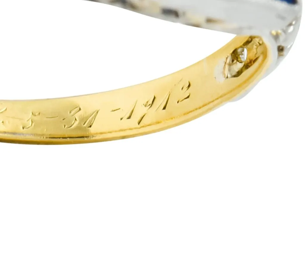 Edwardian 1.42 CTW No Heat Ceylon Sapphire Diamond Platinum-Topped Gold Ring AGL
