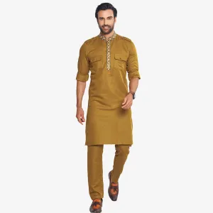 Elegance Mustard Pathani Kurta Set