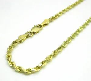 Elegant 8" 1.5mm Solid Diamond Cut Rope Chain Bracelet in 14K Yellow Gold