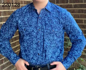 Fabian Royal Blue Paisley Western Shirt