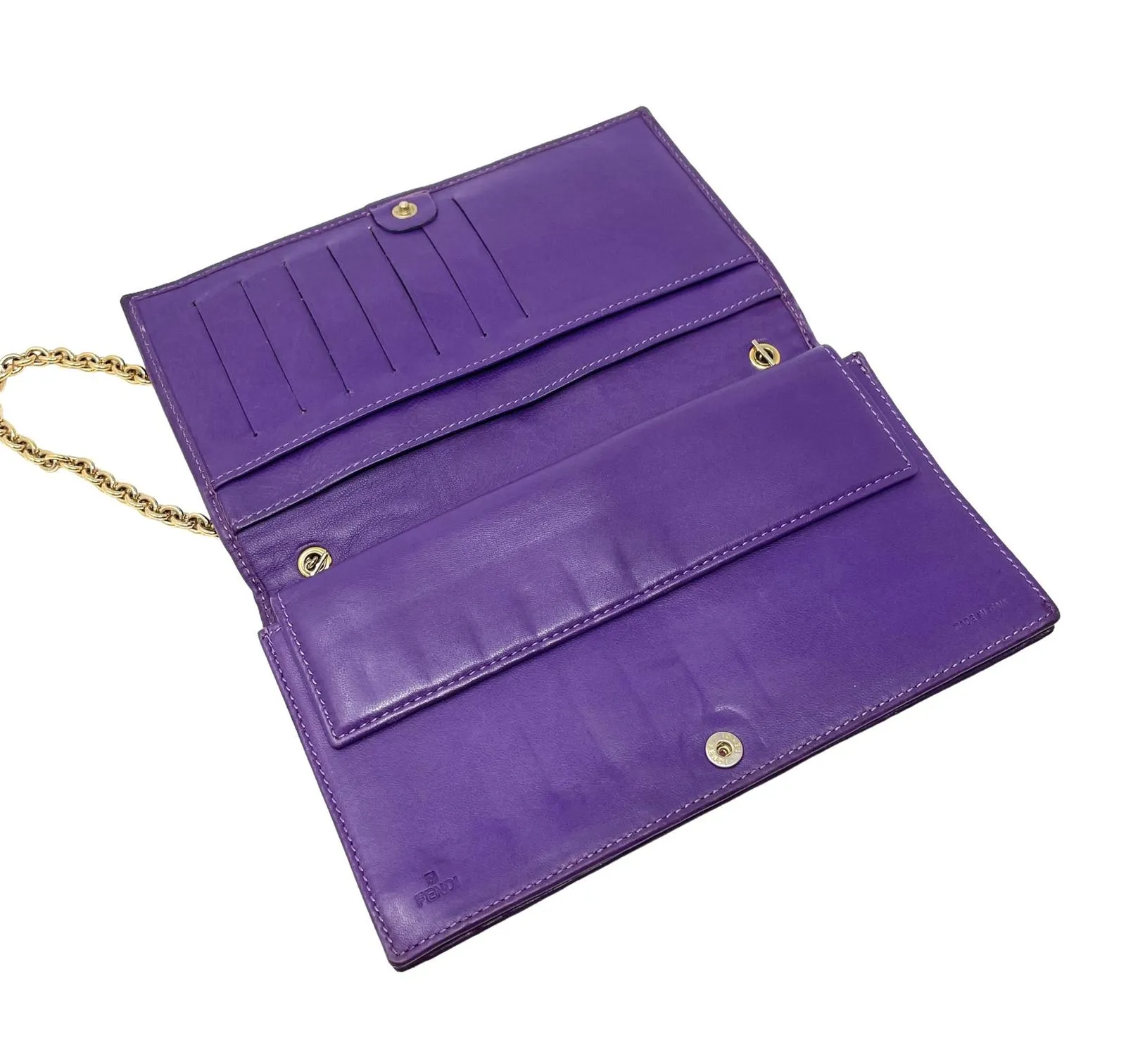 Fendi Purple Embossed Wallet On Chain