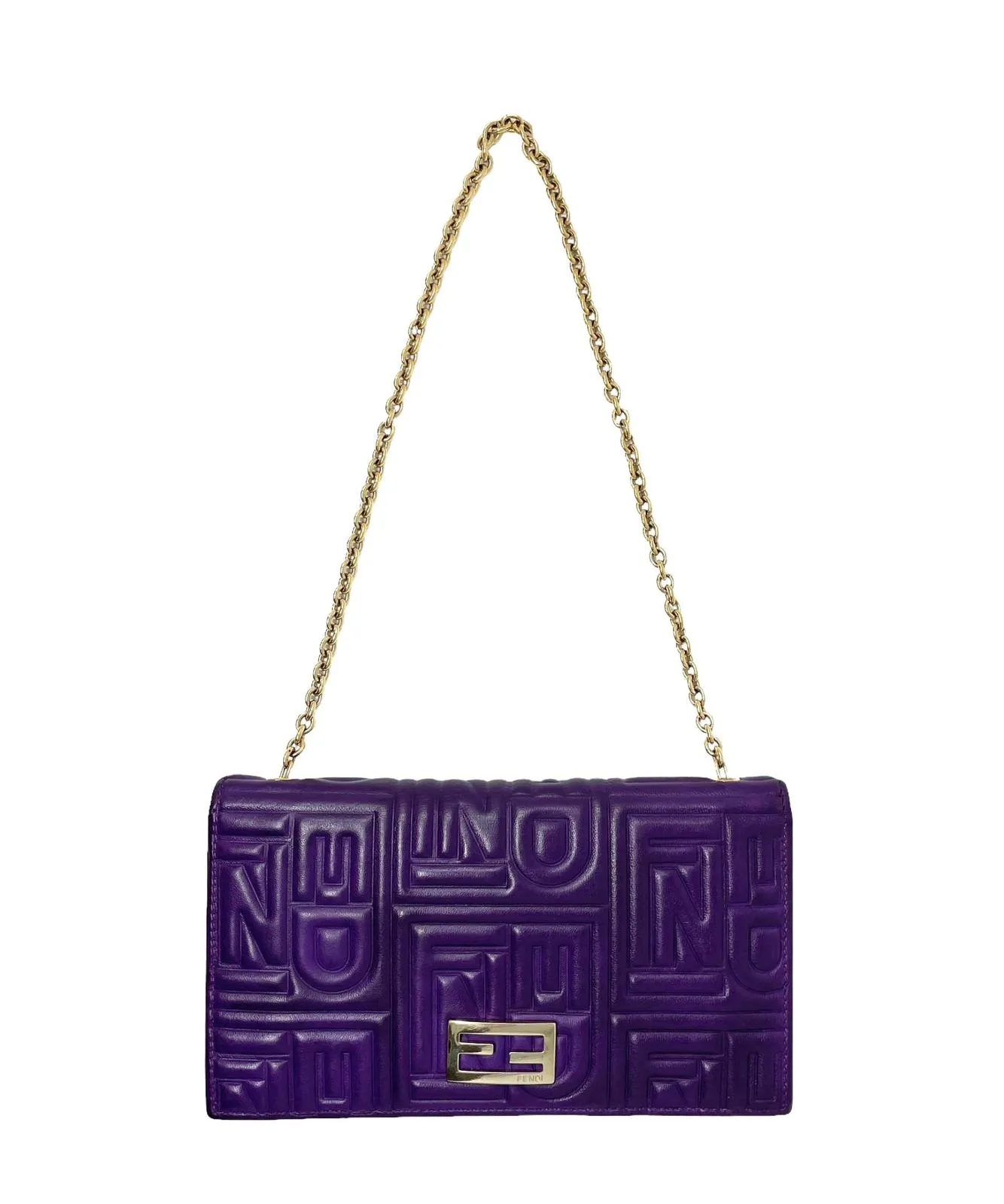 Fendi Purple Embossed Wallet On Chain