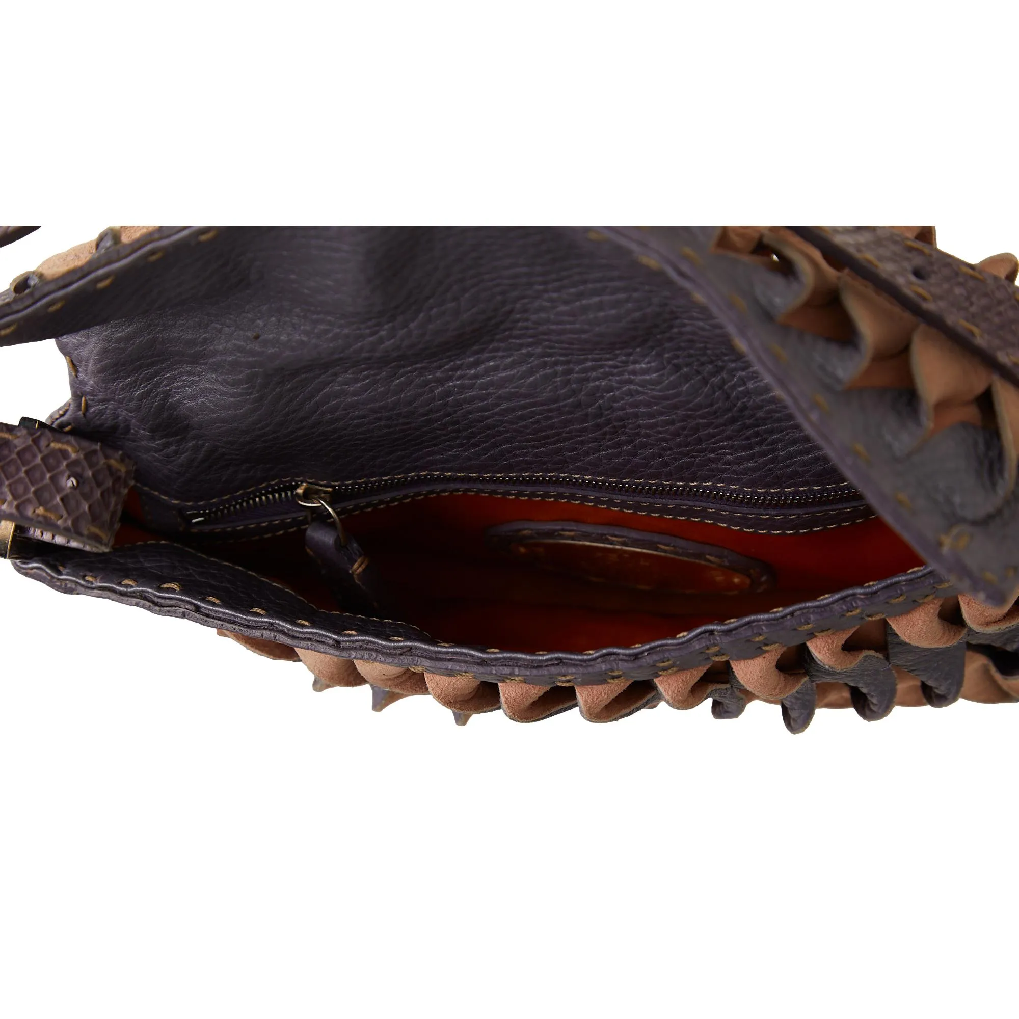 Fendi Purple Snakeskin Cutout Baguette
