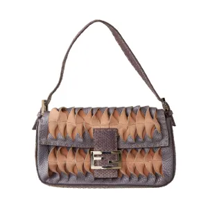 Fendi Purple Snakeskin Cutout Baguette
