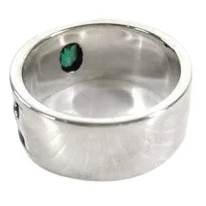 Fleur De Lis Sterling Silver Men's Emerald Ring