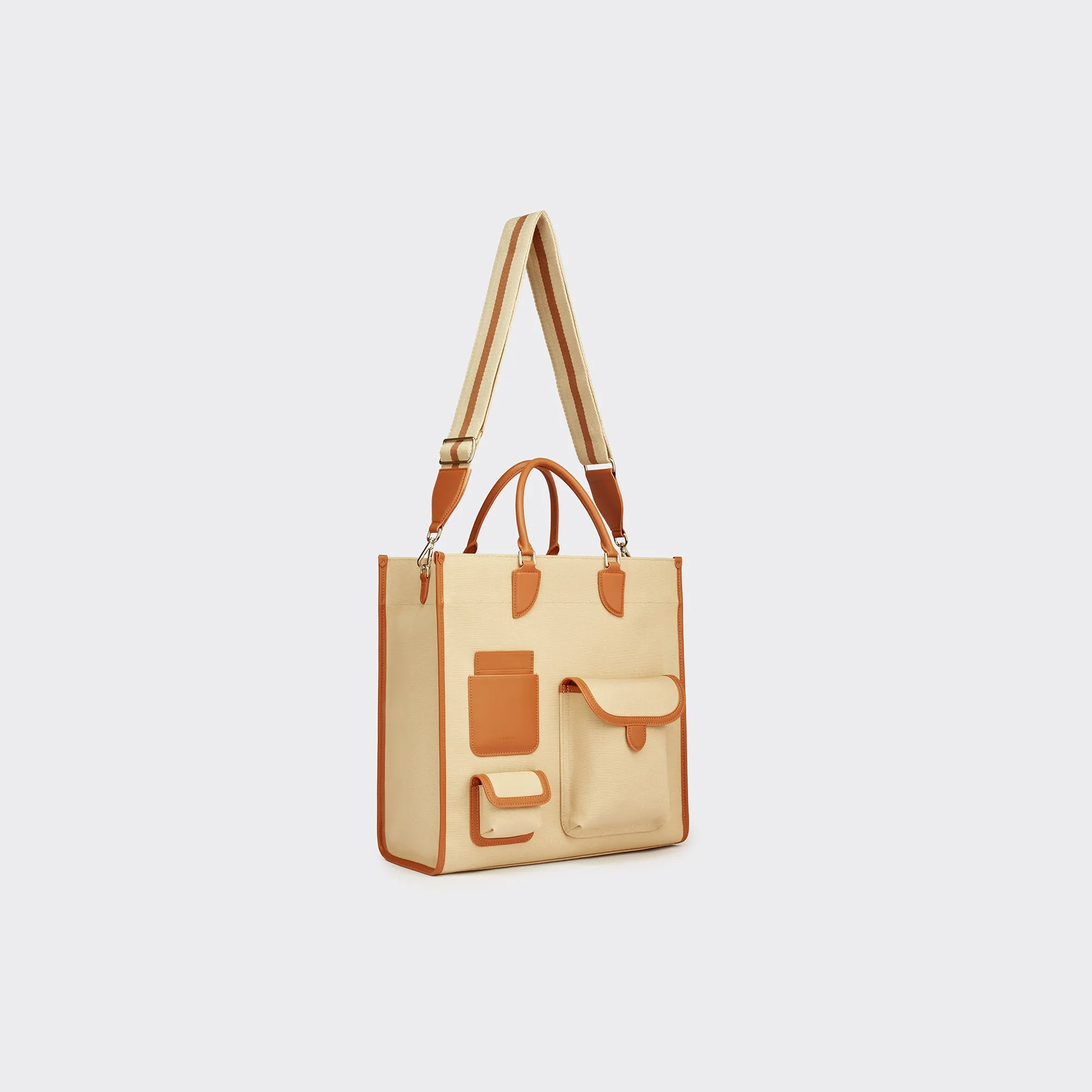 Gabriel Large Vertical Canvas Tote Bag  - Khaki