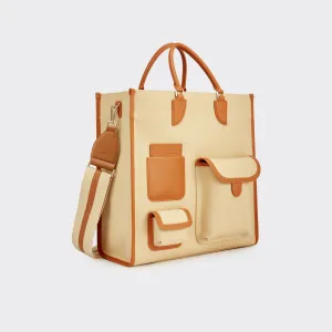 Gabriel Large Vertical Canvas Tote Bag  - Khaki