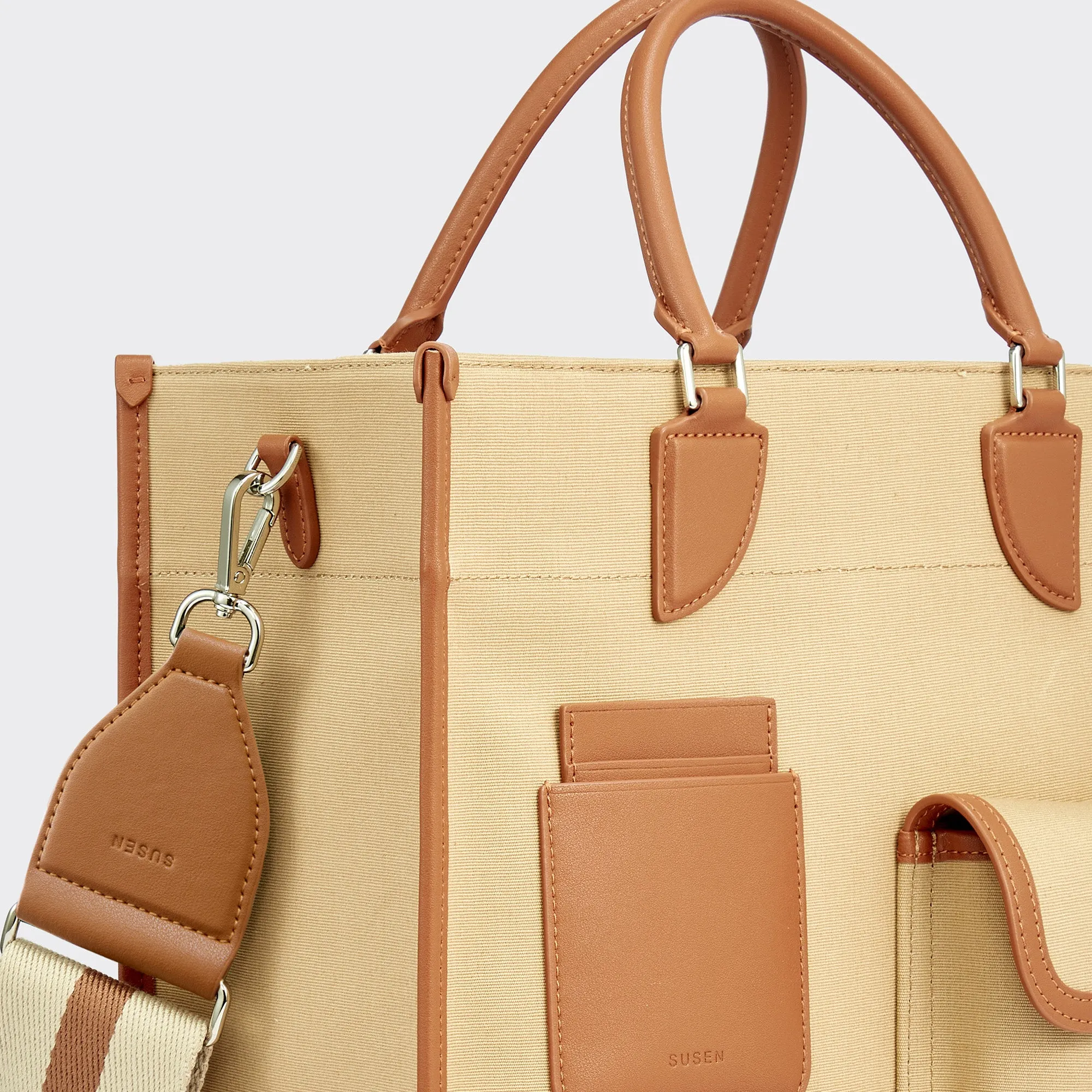 Gabriel Large Vertical Canvas Tote Bag  - Khaki