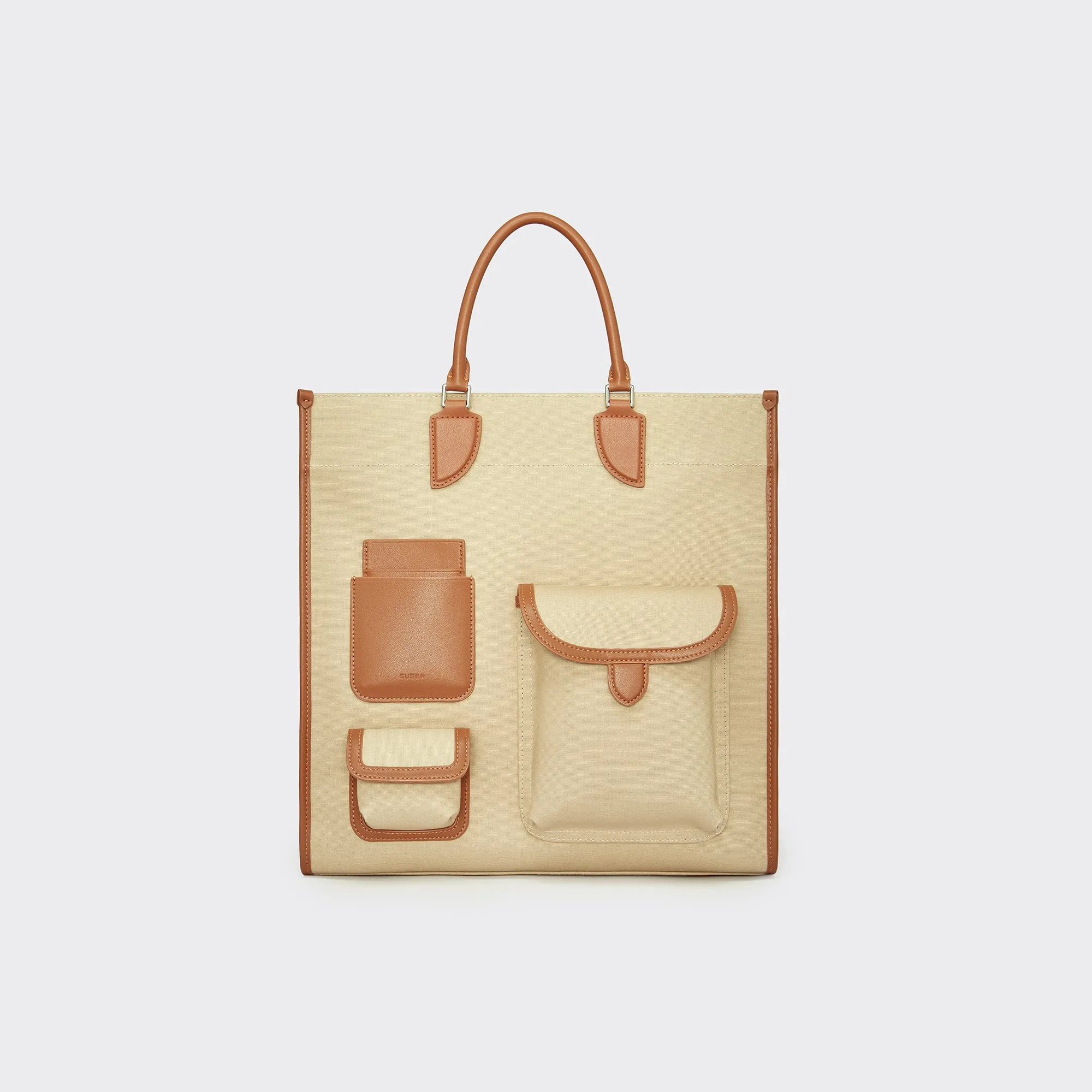 Gabriel Large Vertical Canvas Tote Bag  - Khaki