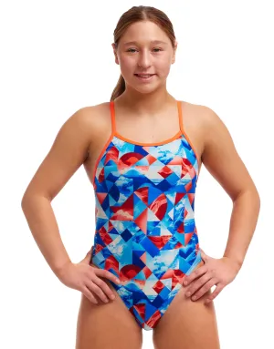 Girls Big Swell Single Strap Swimsuit - Blue