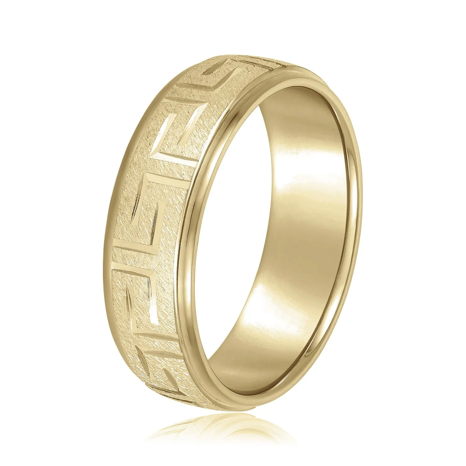 Greek Key Design Men's Wedding Band
