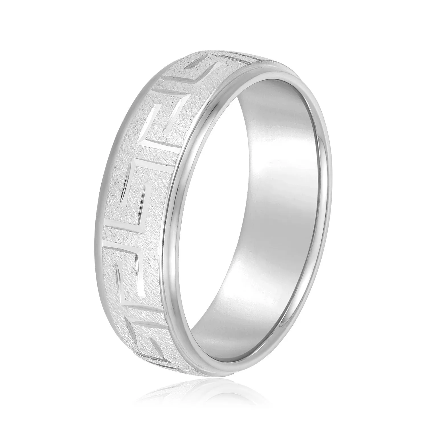 Greek Key Design Men's Wedding Band