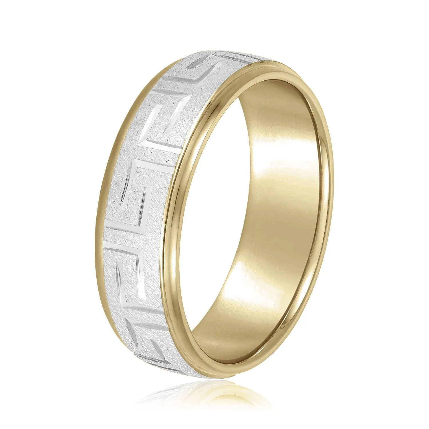 Greek Key Design Men's Wedding Band