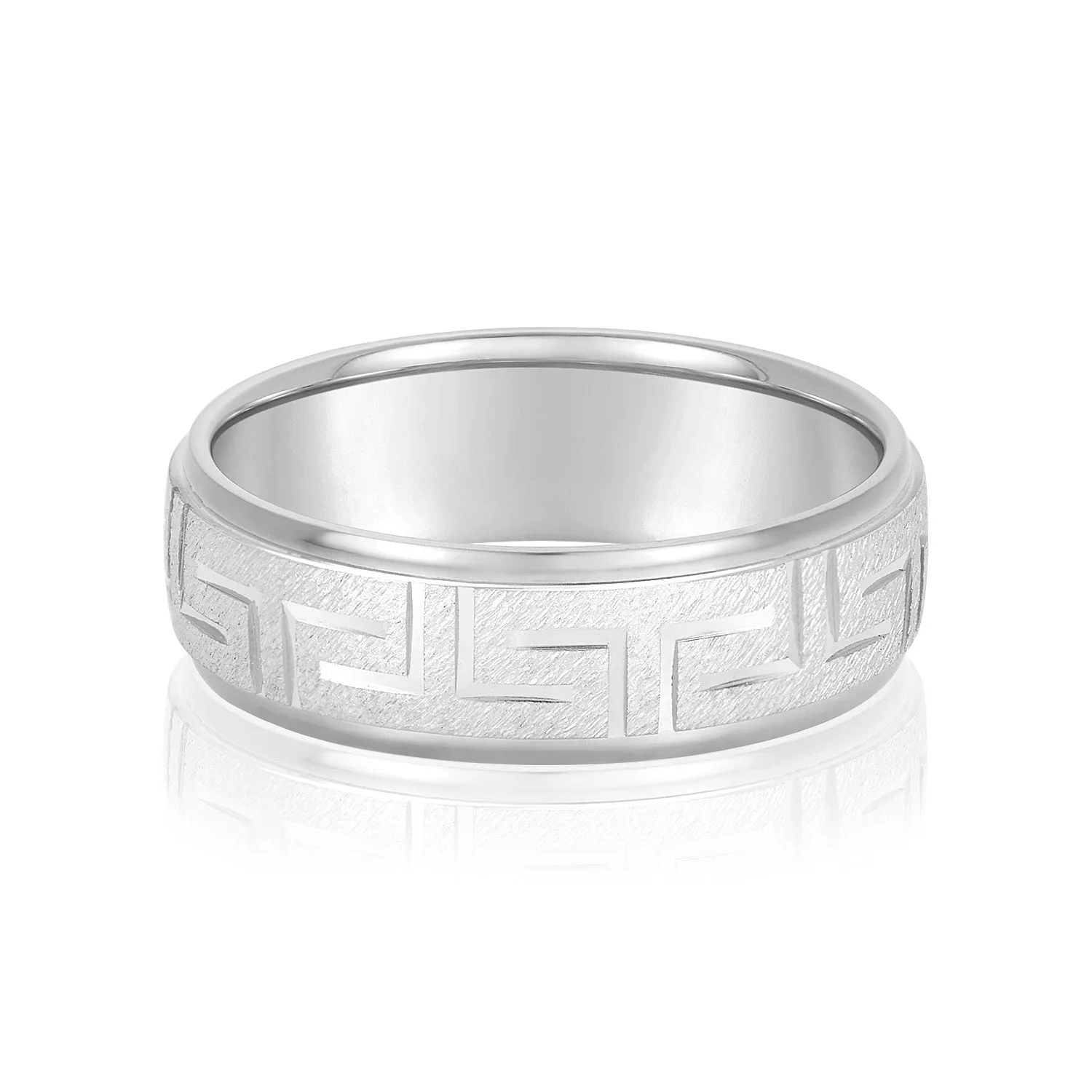Greek Key Design Men's Wedding Band
