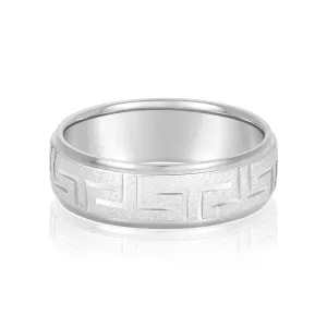 Greek Key Design Men's Wedding Band
