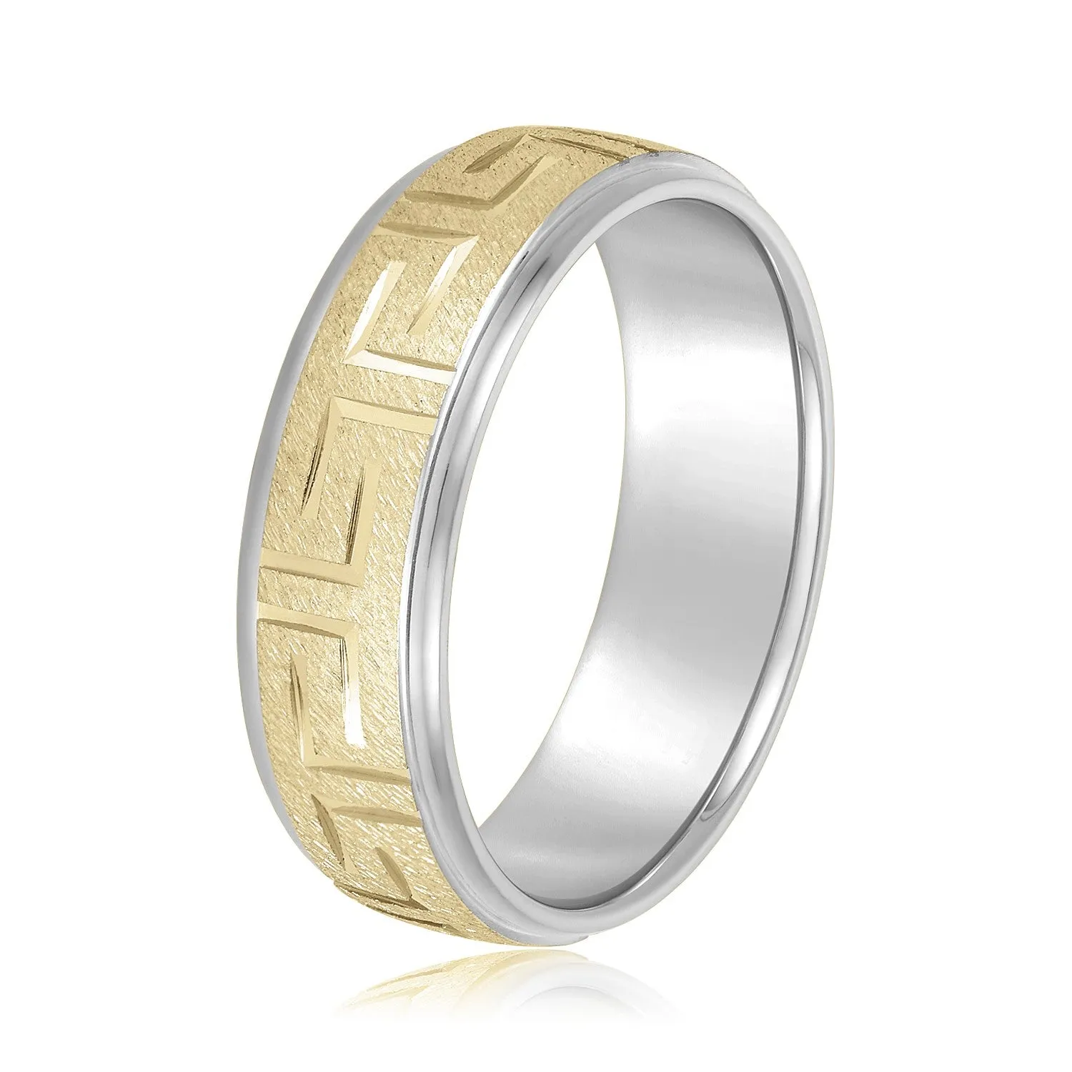 Greek Key Design Men's Wedding Band