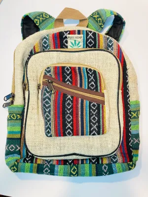 Green Multi-Color Pure Hemp Backpack