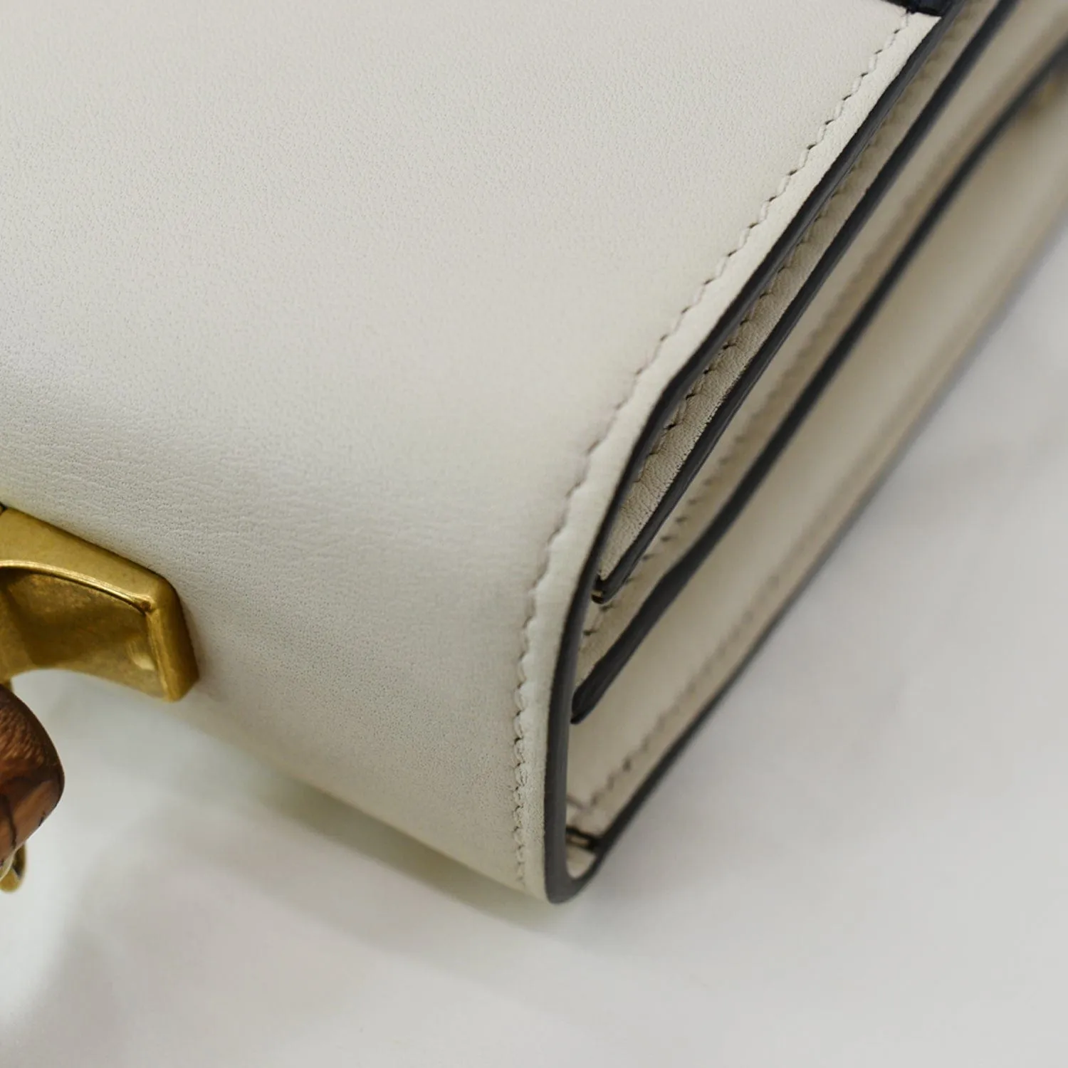 GUCCI Dionysus Bamboo Medium Leather Top Handle Shoulder Bag White - 10% Off